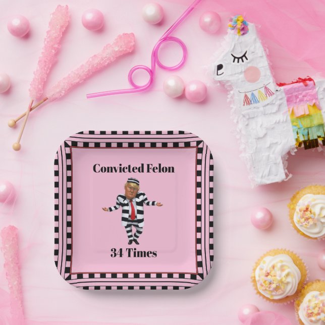 Plato De Papel Placa de papel Felon condenada por Trump (Fiesta)