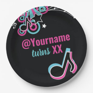 Plato De Papel Placa de papel Fiesta de danza adolescente rosa y