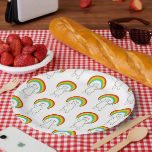 Plato De Papel Placa de papel Fiesta de oso polar y arcoiris