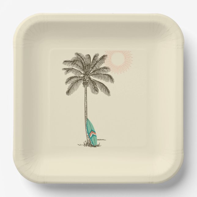 Plato De Papel Placa de papel Fiesta de playa tropical (Anverso)