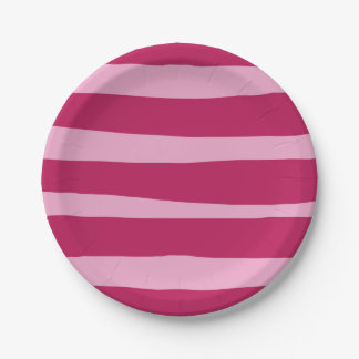 Plato De Papel Placa de papel Fiesta desechable a rayas rosadas