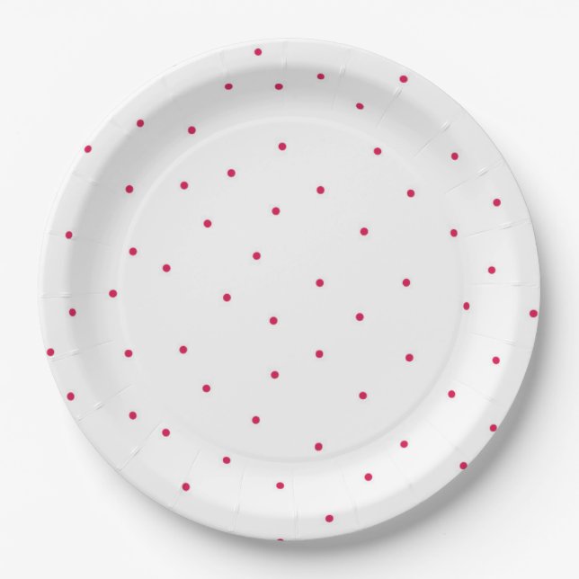 Plato De Papel Placa de papel Fiesta desechable del Polkadot rojo (Anverso)