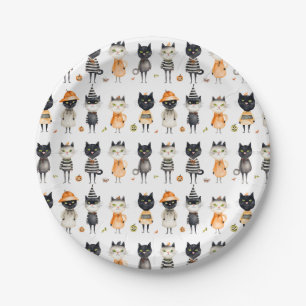 Plato De Papel Placa de papel Fiesta para gatos de Halloween