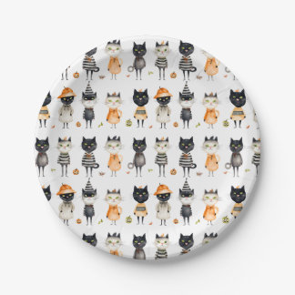 Plato De Papel Placa de papel Fiesta para gatos de Halloween