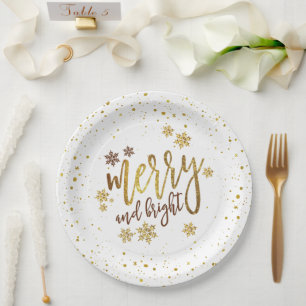 Plato De Papel Placa de papel Fiesta para Navidades merry y brill