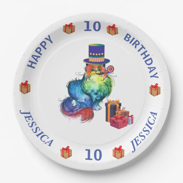 Plato De Papel Placa de papel Fiesta personalizada para gato (Anverso)