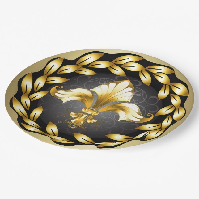 Plato De Papel Placa de papel Fleur de Lis Fiesta (Angular)