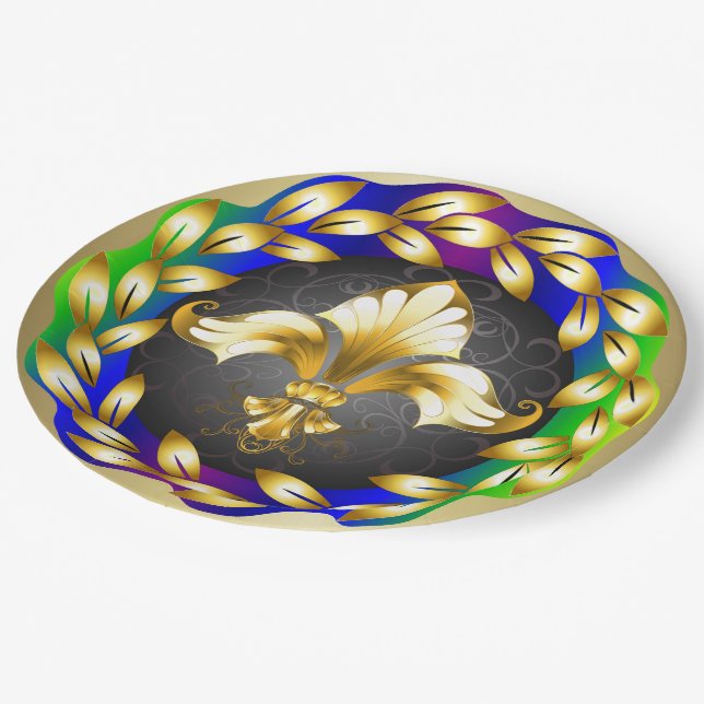 Plato De Papel Placa de papel Fleur de Lis Fiesta (Angular)