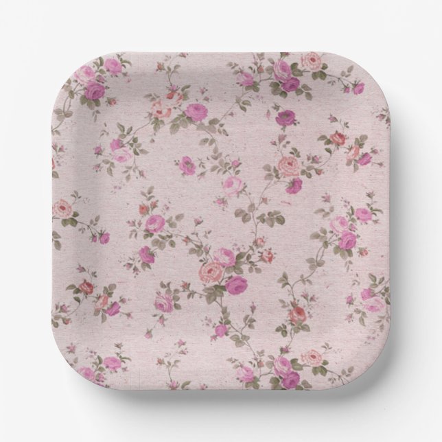 Plato De Papel Placa de papel floral (Anverso)