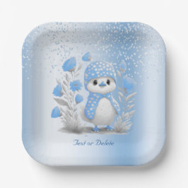 Plato De Papel Placa de papel floral azul Duck de color de agua