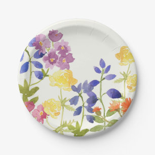 Plato De Papel Placa de papel floral de Acuarela de la primavera