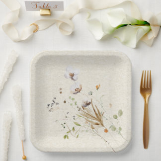 Plato De Papel Placa de papel floral de flores silvestres