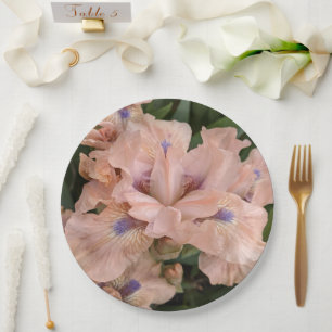 Plato De Papel Placa De Papel Floral De Iris Rosa De Rubor