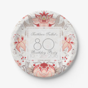 Plato De Papel Placa de papel floral de la fiesta de cumpleaños
