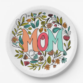 Plato De Papel Placa de papel floral de mamá