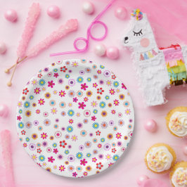 Plato De Papel Placa de papel floral de verano brillante