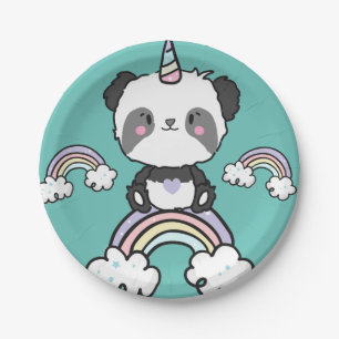 Plato De Papel Placa de papel floral dulce Panda Unicorn Girly