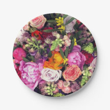 Placa de papel floral multicolor romántica