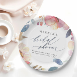 Plato De Papel Placa de papel floral para ducha de novias