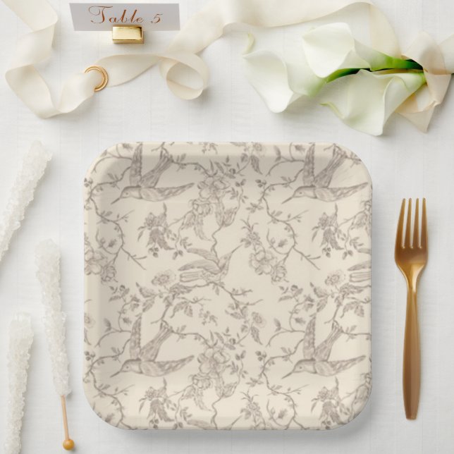 Plato De Papel Placa de papel floral para toile de Francia rústic (Boda)