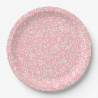 Plato De Papel Placa de papel floral rosa
