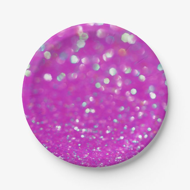 Plato De Papel Placa de papel Fuchsia Confetti (Anverso)