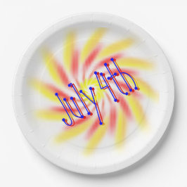 Plato De Papel Placa de papel - Fuegos artificiales del 4 de juli