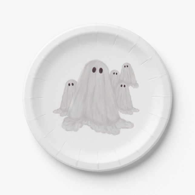 Plato De Papel Placa de papel Ghost Halloween (Anverso)