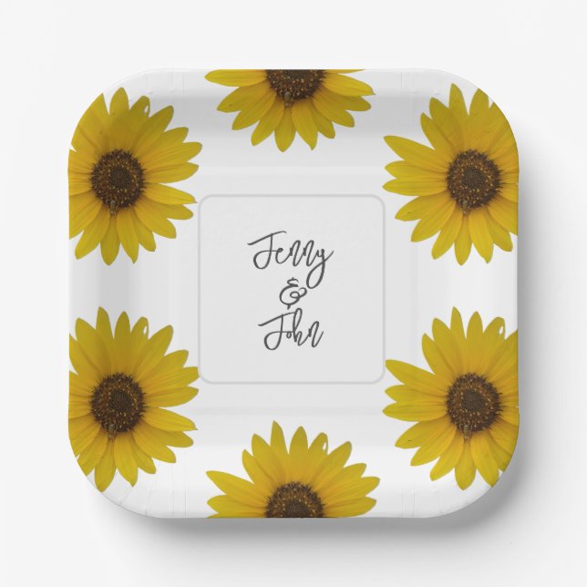 Plato De Papel Placa de papel girasol personalizada (Anverso)