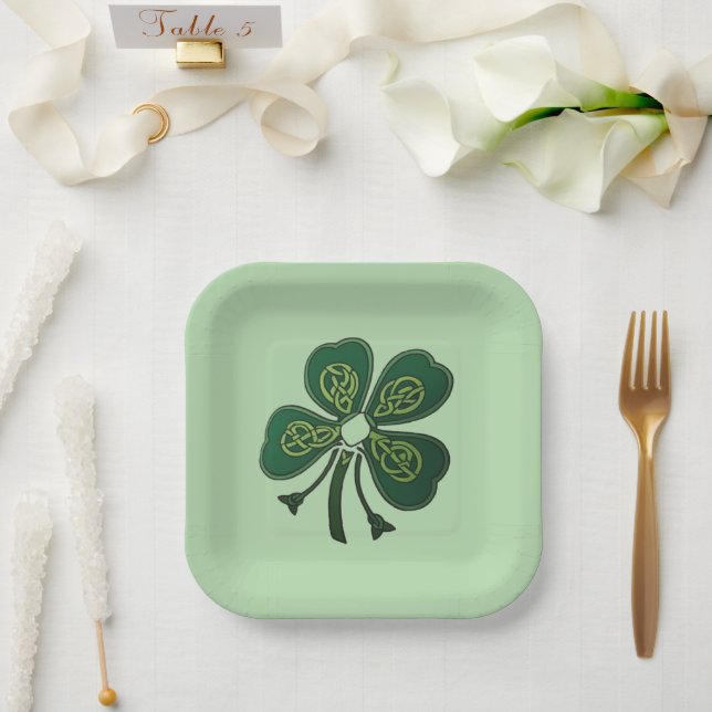 Plato De Papel Placa de papel Green Shamrock 2025 (Boda)