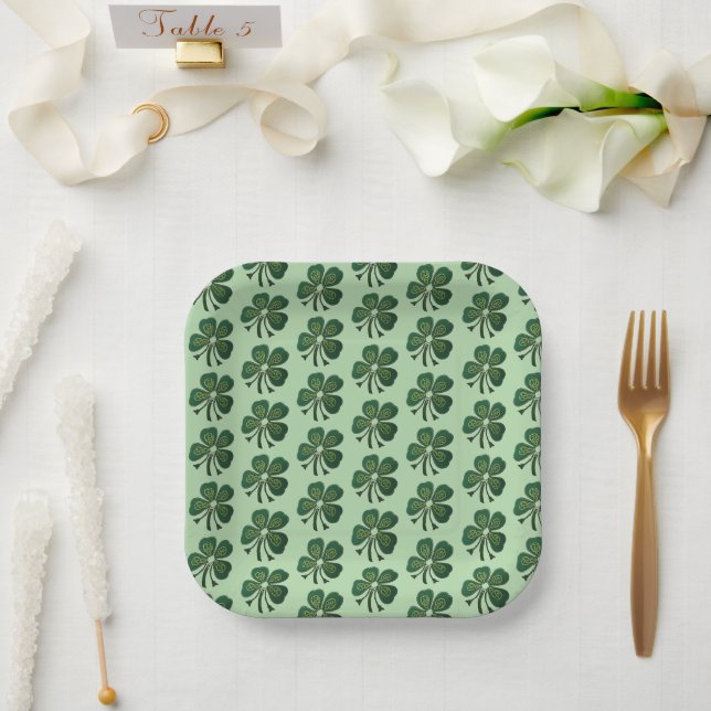 Plato De Papel Placa de papel Green Shamrock 2025 (Boda)