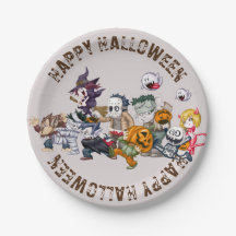 Placa de papel Halloween desechable