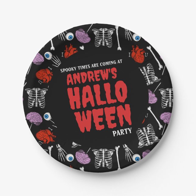 Plato De Papel Placa de papel Halloween personalizable -Añadir el (Anverso)