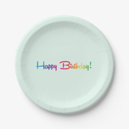 Plato De Papel Placa de papel "Happy Birday" de menta verde y arc