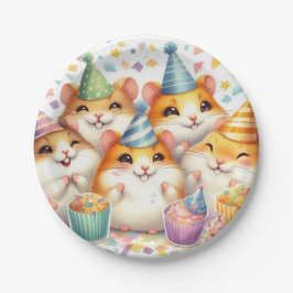 Plato De Papel Placa de papel Happy Hamster 7" | Fiesta de cumple
