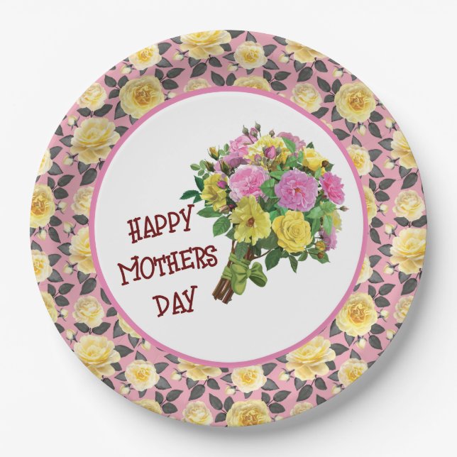 Plato De Papel Placa de papel Happy Mothers Day (Anverso)