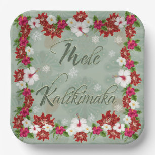 Plato De Papel Placa de papel Hawaiana Mele Kalikimaka