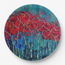 Placa de papel Heart Set de 9 pulgadas