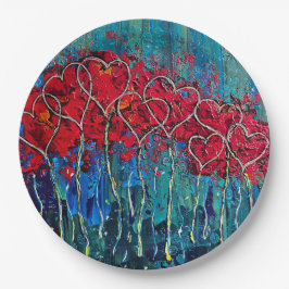 Plato De Papel Placa de papel Heart Set de 9 pulgadas