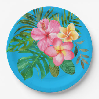Plato De Papel Placa de papel hibiscus tropical