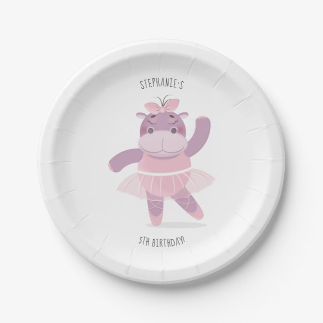 Plato De Papel Placa de papel Hippo Ballerina (Anverso)