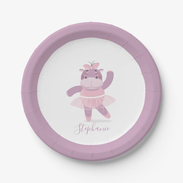 Plato De Papel Placa de papel Hippo Ballerina (Anverso)