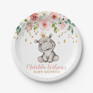 Plato De Papel Placa de papel Hippo Cute de Baby Shower