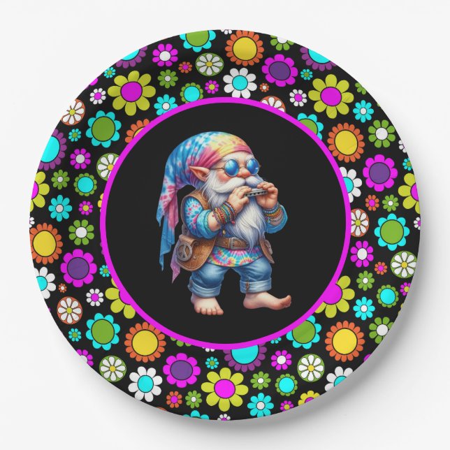 Plato De Papel Placa de papel Hippy Gnome (Anverso)