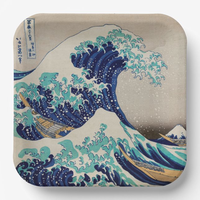 PLATO DE PAPEL PLACA DE PAPEL : HOKUSAI : LA OLA (Anverso)