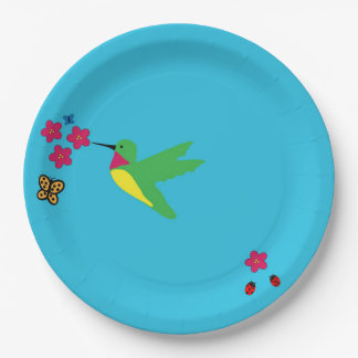 Plato De Papel Placa de papel Hummingbird y Ladybug