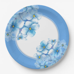 Plato De Papel Placa de papel-Hydrangeas azules