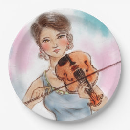 Plato De Papel Placa de papel ilustrada colorida - Violín
