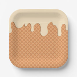 Plato De Papel Placa de papel impreso con helado de goteo