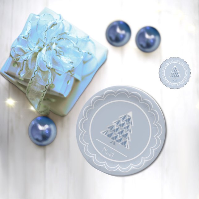 Plato De Papel Placa de papel Joyoux Noel Blue Scallopage (Subido por el creador)